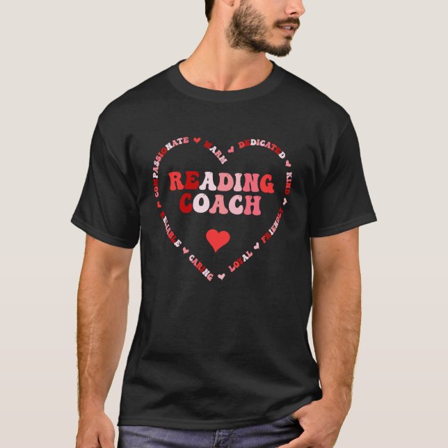 T-shirt Cute Reading Coach Valentines Day Heart (Devant)