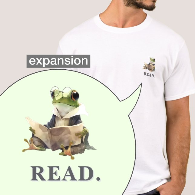 T-shirt Cute Reading Frog Bookworm Custom Text Pocket Size (Créateur téléchargé)