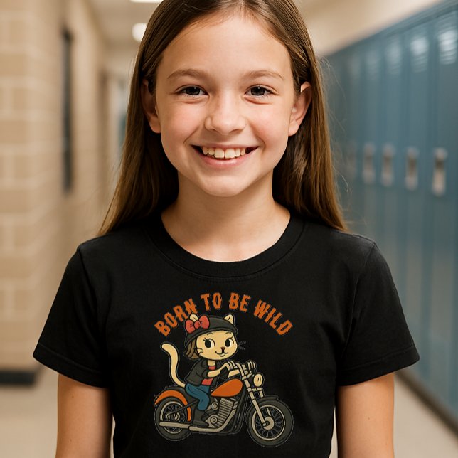 T-Shirt Cute Rebel Biker Girl Chat (Créateur téléchargé)