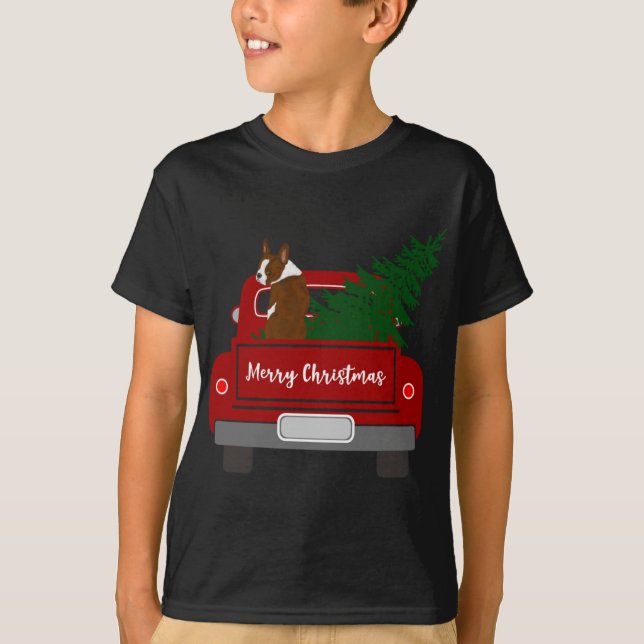 T-shirt Cute Red Boston Terrier - Noël rétro (Devant)