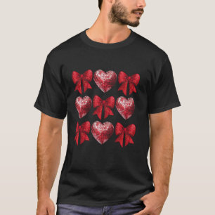 T-shirt Cute Red Coquette Bow Heart Disco Ball Cute Valent