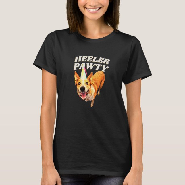 T-shirt Cute Red Heeler Pawty Australian Cattle Dog Heeler (Devant)
