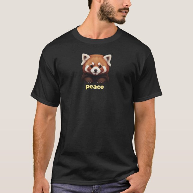 T-shirt Cute Red Panda "Peace" Illustration for Kids & Nur (Devant)