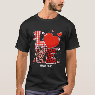 T-shirt Cute Red Plaid Leopard Love Pop Pop Coeurs Valenti