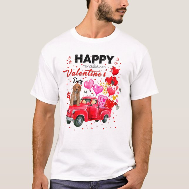 T-shirt Cute Red Truck Cavapoo Valentines Day Costume Boy (Devant)