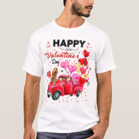 Cute Red Truck Goldendoodle Saint Valentin Costum