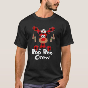 T-shirt Cute Reindeer Buffalo Plaid Boo Boo Infirmière d'é