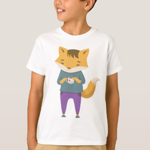 T-shirt Cute renard avec tasse de thé