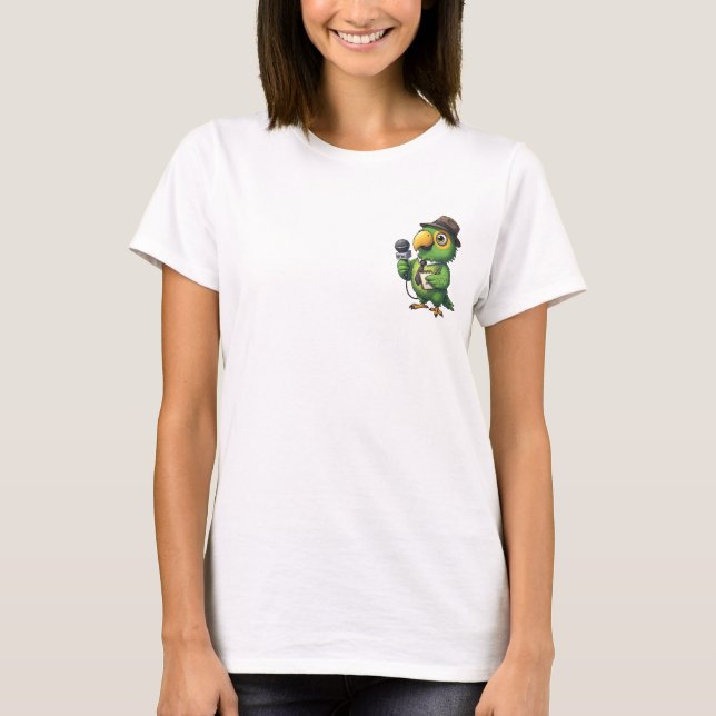 T-shirt Cute Reporter Parrot Journalist Cartoon (Devant)