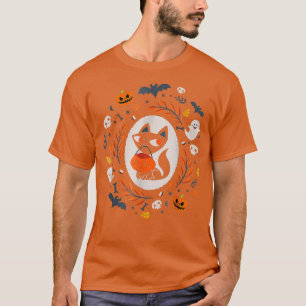T-shirt Cute Retro Chat Noir Automne Halloween Citrouille