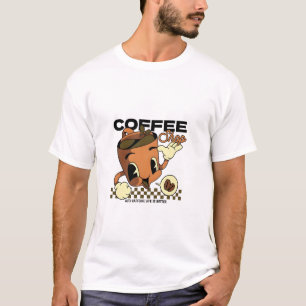 T-shirt Cute Retro Coffee Personnage Coupe - Café Shop
