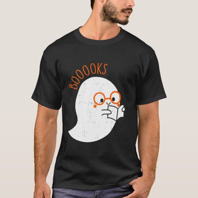 T-shirt Cute Retro Ghost Book Lecture Livre Amateurs Funny (Devant)