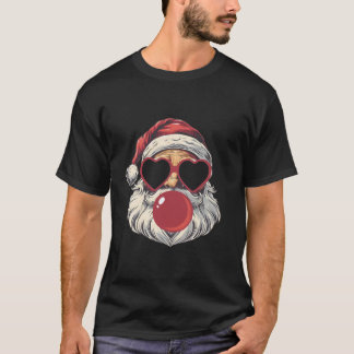 T-shirt Cute Retro Père Noël Noël soufflante bulle Vintage