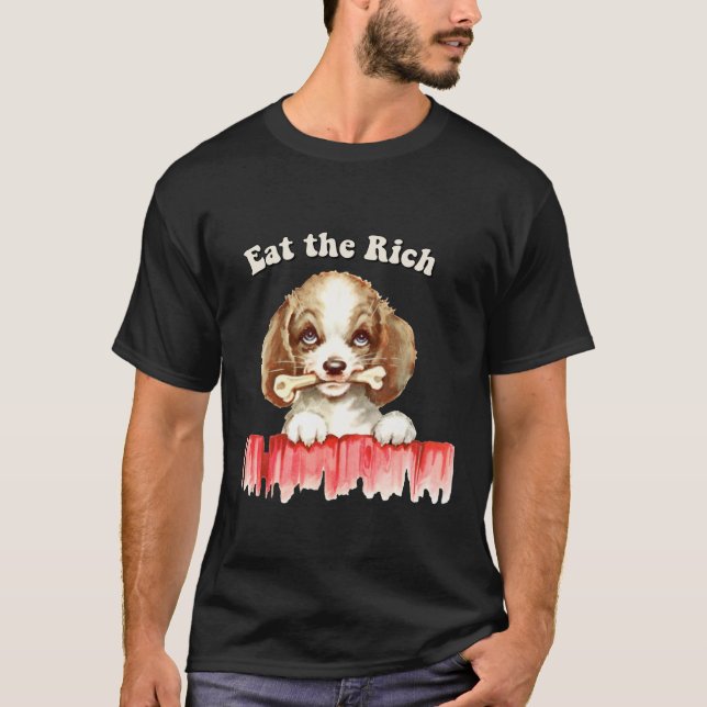 T-shirt Cute Retro Puppy - Mange Rich (Devant)