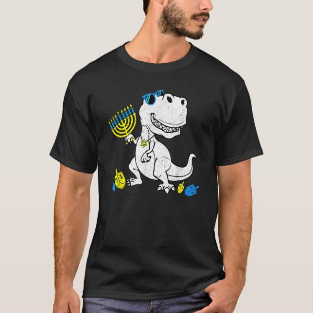 T-shirt Cute Rex Dinosaur Menorasaurus Hanoukka Chanukah B (Devant)