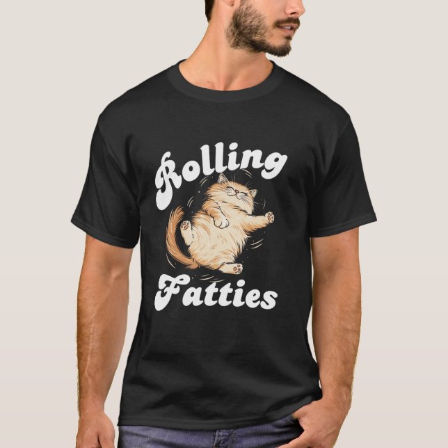 T-shirt Cute Rolling Fatties Chat Drôle Fat Kitten Pour Ch (Devant)