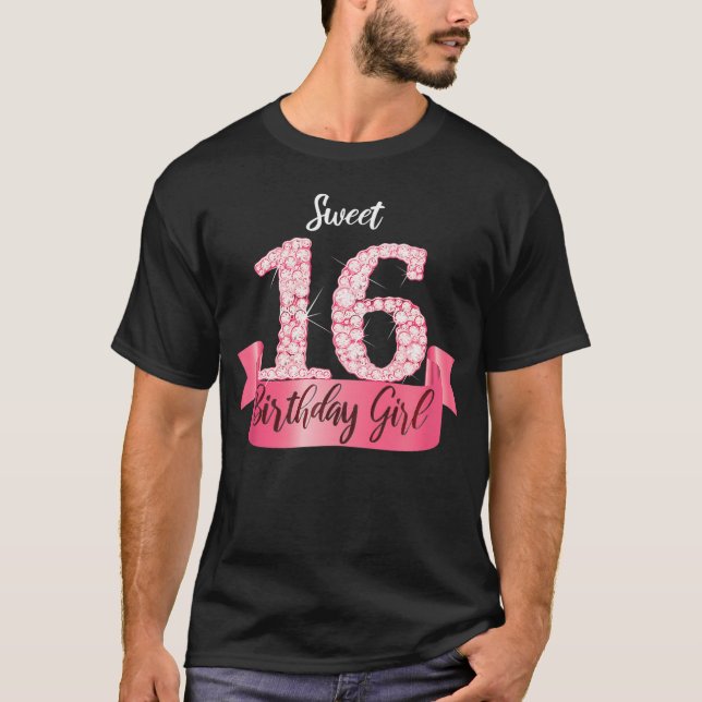 T-shirt Cute Rose Black Sweet 16 I 16E Idée Anniversaire.p (Devant)