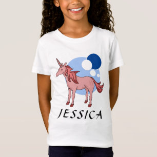 T-Shirt Cute Rose Bleu Unicorne Bubbles Nom de la fille T-