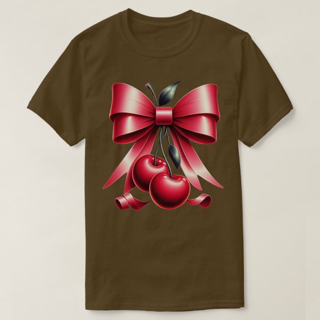T-shirt Cute Rose Bow Coquette Cherry Clean Girl Esthétiqu (Design devant)