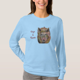 T-shirt Cute rose Chien et Baisers Dessin Pastel