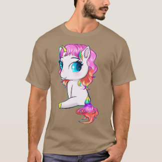 T-shirt Cute Rose Unicorn Assis Et Regard Idée Cadeau