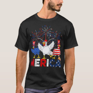 T-shirt Cute Rouge Blanc Bleu Poulet Drapeau Américain Fer