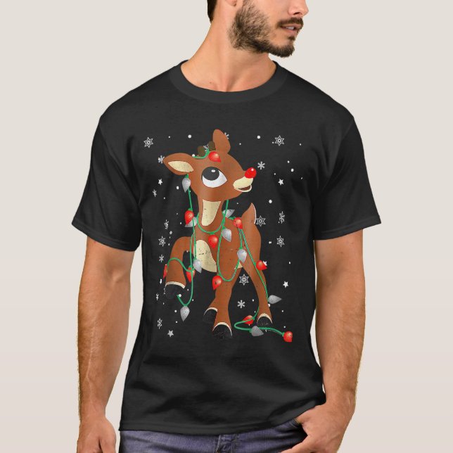 T-shirt Cute Rudolph The Red Nose Reindeer For Kids Christ (Devant)