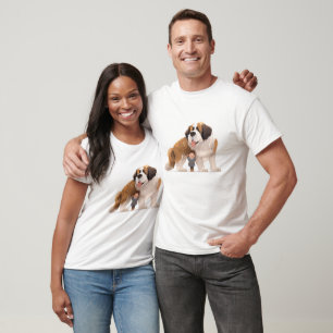 T-shirt Cute Saint Bernard Chien Animal Aimant Cuddle Enfa