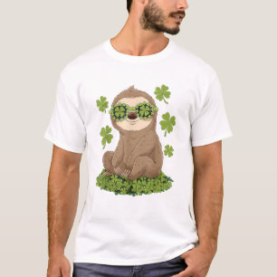 T-shirt Cute Saint-Patrick Sloth Leprechaun Trèfle Gi