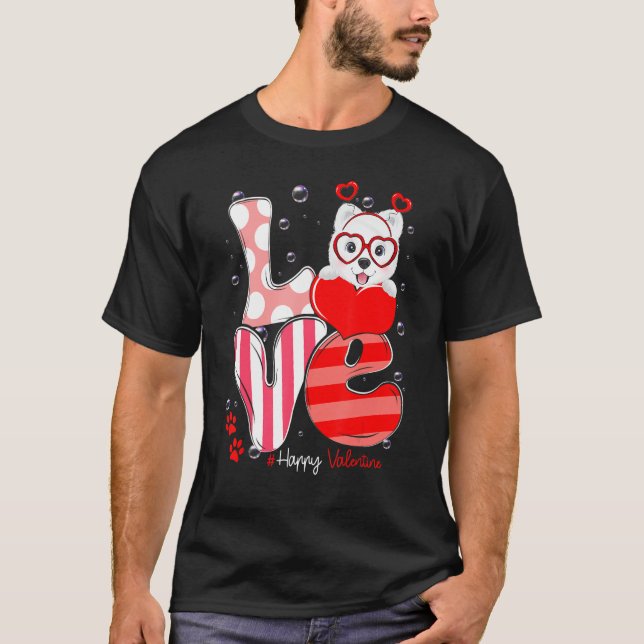T-shirt Cute Samoyed Dog Love Valentine Puppy (Devant)