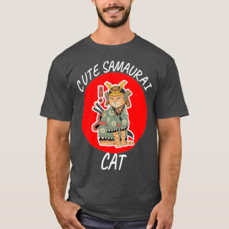 T-shirt Cute samurai chat cadeaux amant chat 1