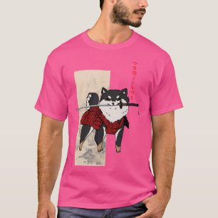 T-shirt Cute Samurai Shiba — Version noire