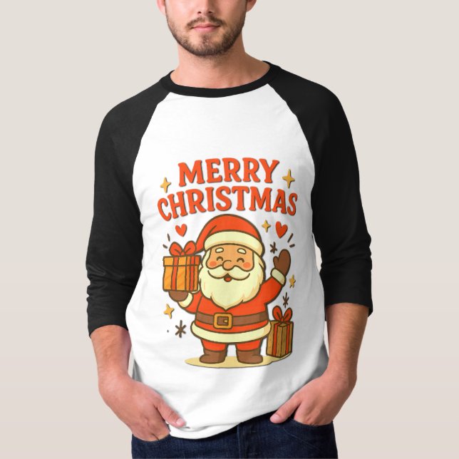 T-shirt  Cute Santa Claus Christmas Art –  Merry Christmas (Devant)