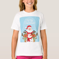 Cute Santa Claus, deer and snowman