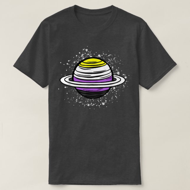 T-shirt Cute Saturn Planet Non Binary Drapeau Agender Gend (Design devant)