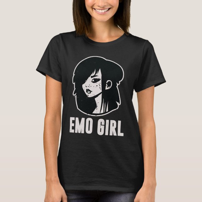 T-shirt Cute Scene Girl 90's 2000's Goth Punk Emo Girl (Devant)