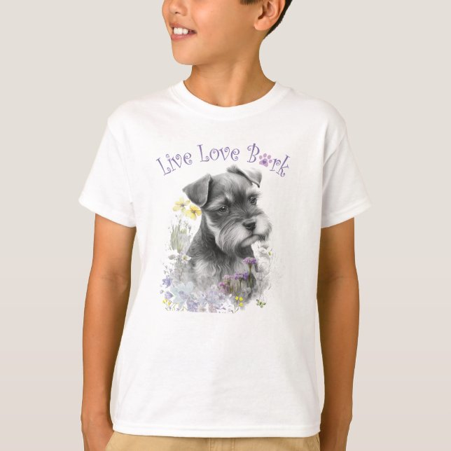 T-shirt Cute Schnauzer Chien Floral (Devant)