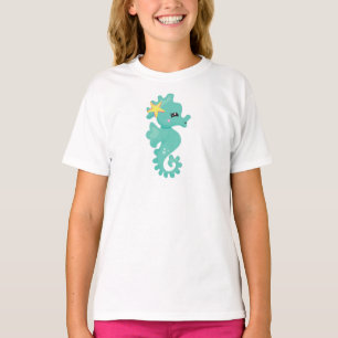 T-shirt Cute Seahorse, Green Seahorse, Starfish, Coeurs
