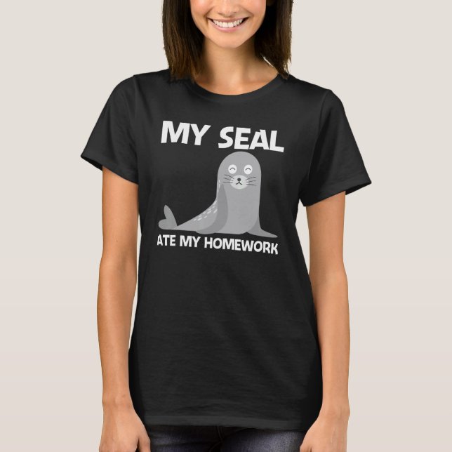 T-shirt Cute Seal For Kids Boys Sea Lion Zoo Animal   (Devant)