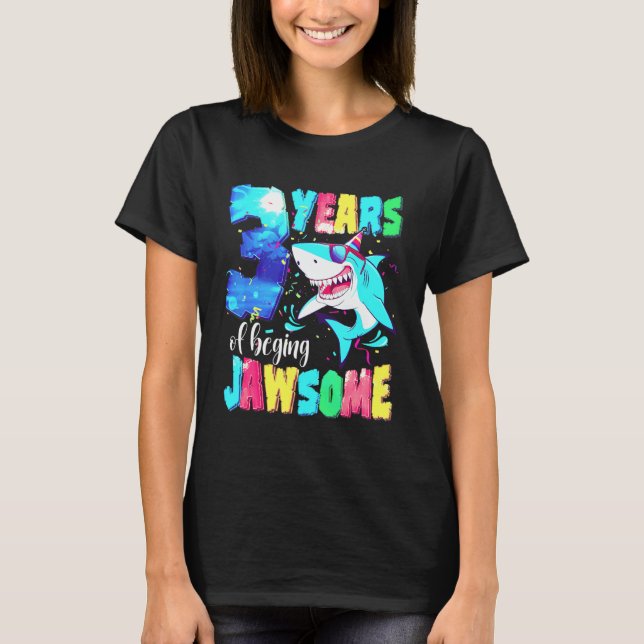 T-shirt Cute Shark Birthday 3 Year Old Boys Girls 3rd Birt (Devant)