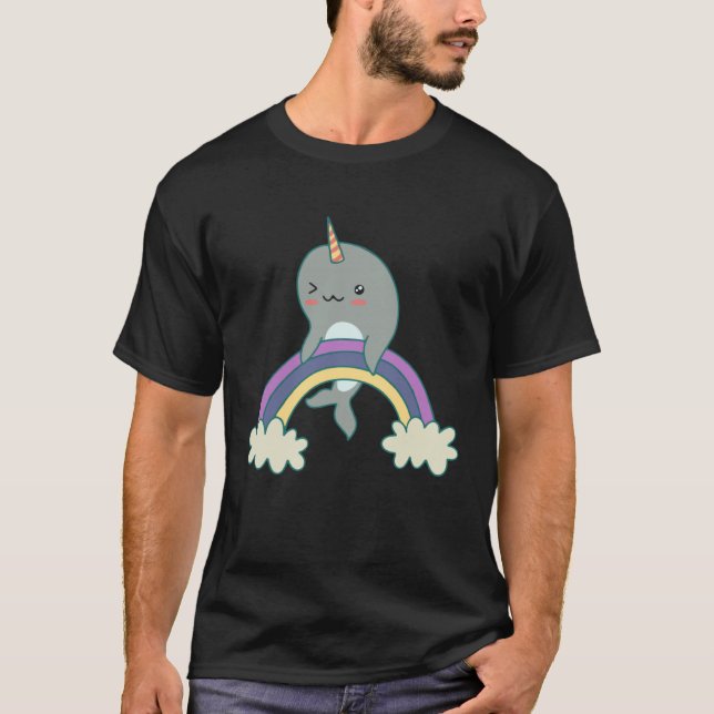 T-shirt cute shark sharks funny rainbow (Devant)