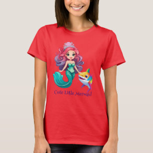 T-shirt Cute Shark sirène princesse arc-en-ciel enfants co