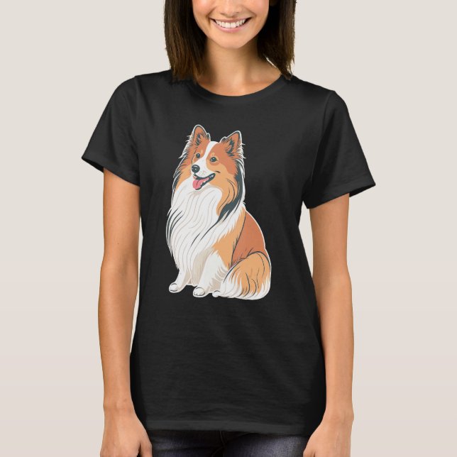 T-shirt Cute Shetland Sheepdog Dog on Sheltie (Devant)