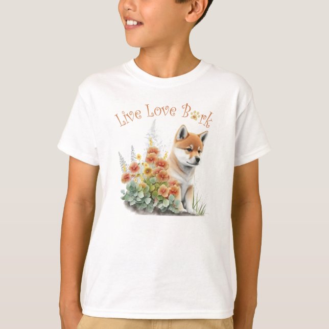 T-shirt Cute Shiba Inu Chien Floral (Devant)