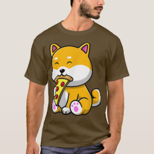 T-shirt Cute Shiba Inu Chien Manger Pizza Drôle Foin Enfan