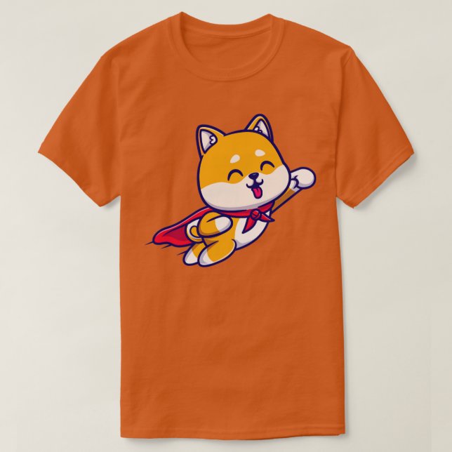 T-shirt Cute Shiba Inu Dog Super Flying Cartoon (Design devant)