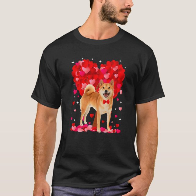 T-shirt Cute Shiba Inu Dog Valentines Day Heart Puppy Love (Devant)