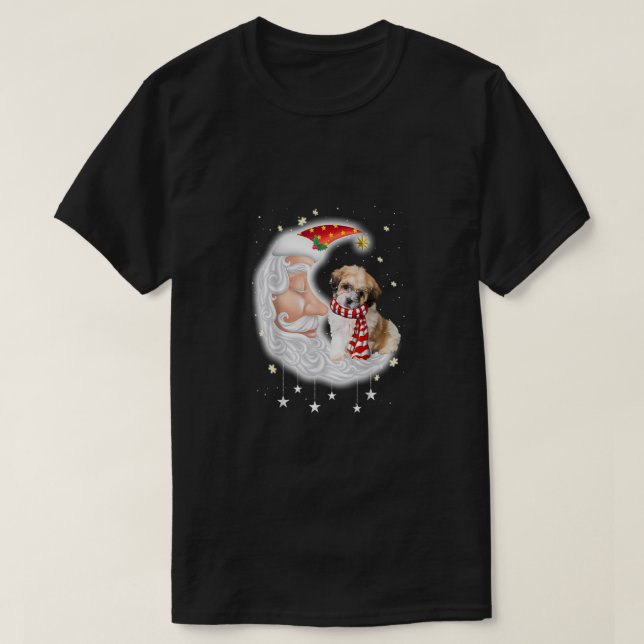 T-shirt Cute Shichon avec Santa Hat Amoureux des chiens de (Design devant)