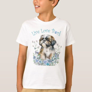 T-shirt Cute Shih Tzu Chien Floral