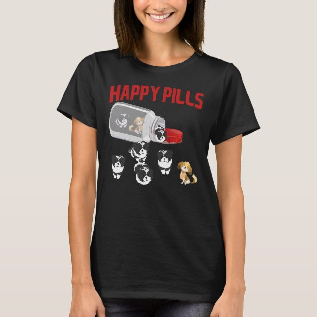 T-shirt Cute Shih Tzu Happy Pills Puppy Propriétaire Produ (Devant)
